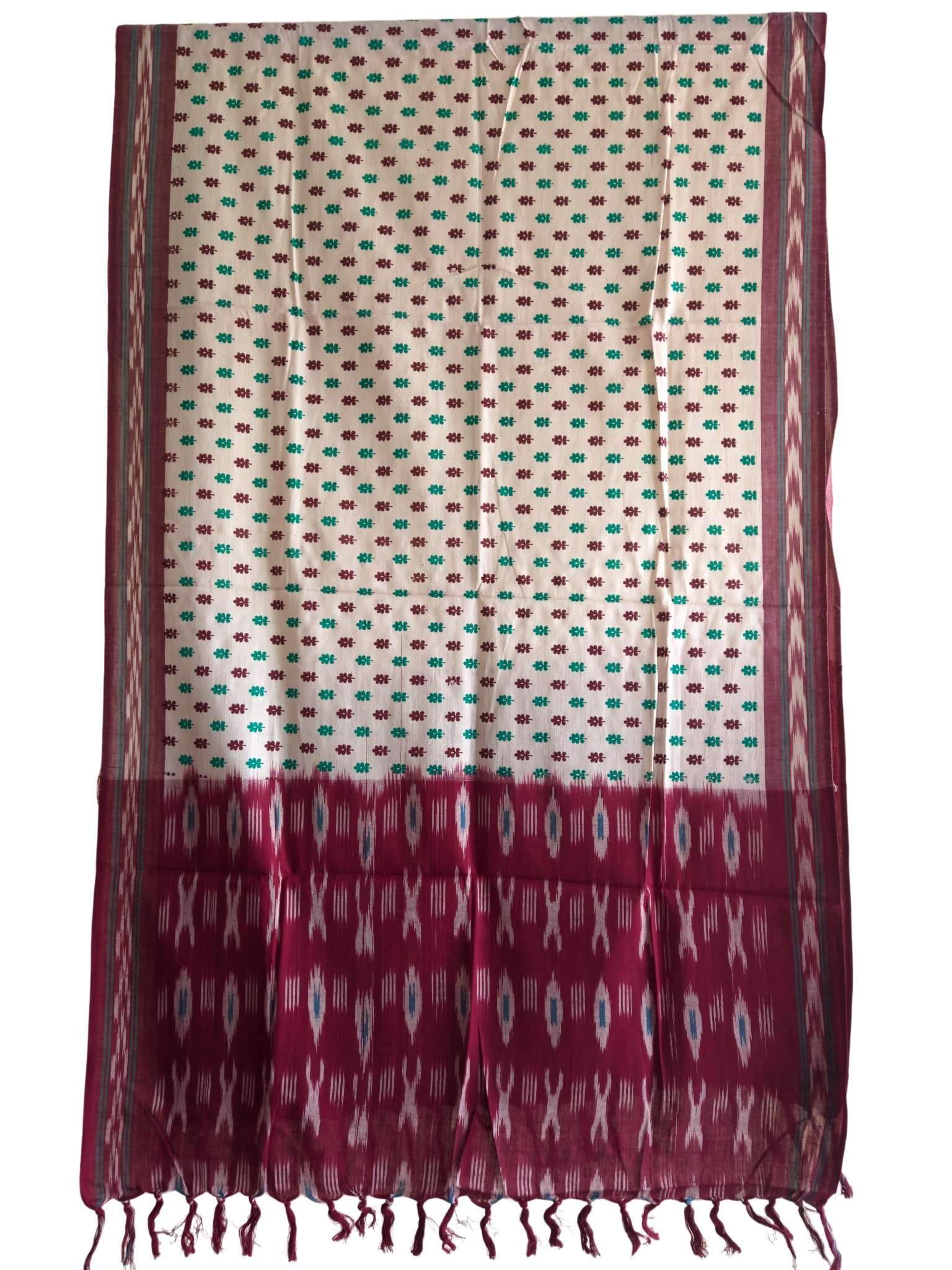 2024/06/1000415292.jpg IKAT HANDLOOM COTTON DUPPATA WITH BLOCK PRINT 2.5 METERS - Image 1