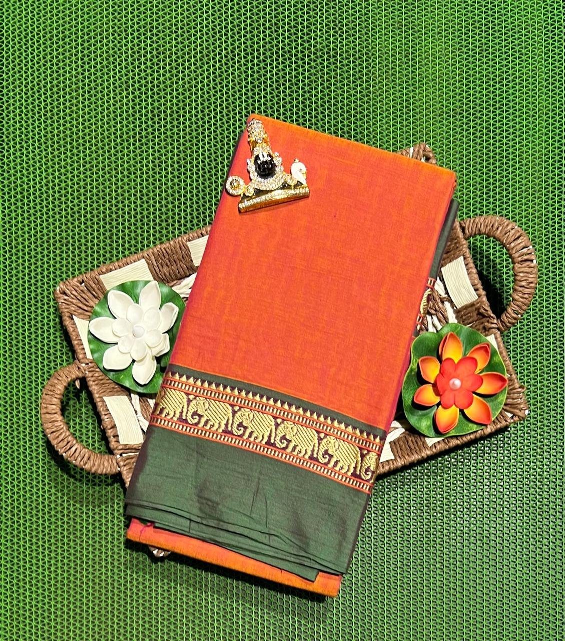 1000422076.jpg Narayanpet Cotton Saree with Small Border - Image 1