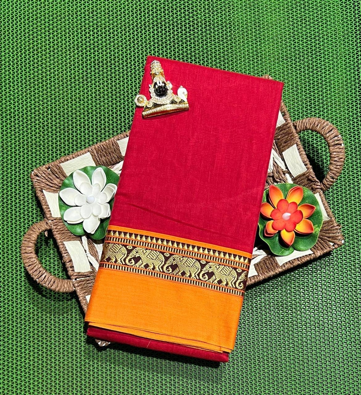 1000422078.jpg Narayanpet Cotton Saree with Small Border - Image 1
