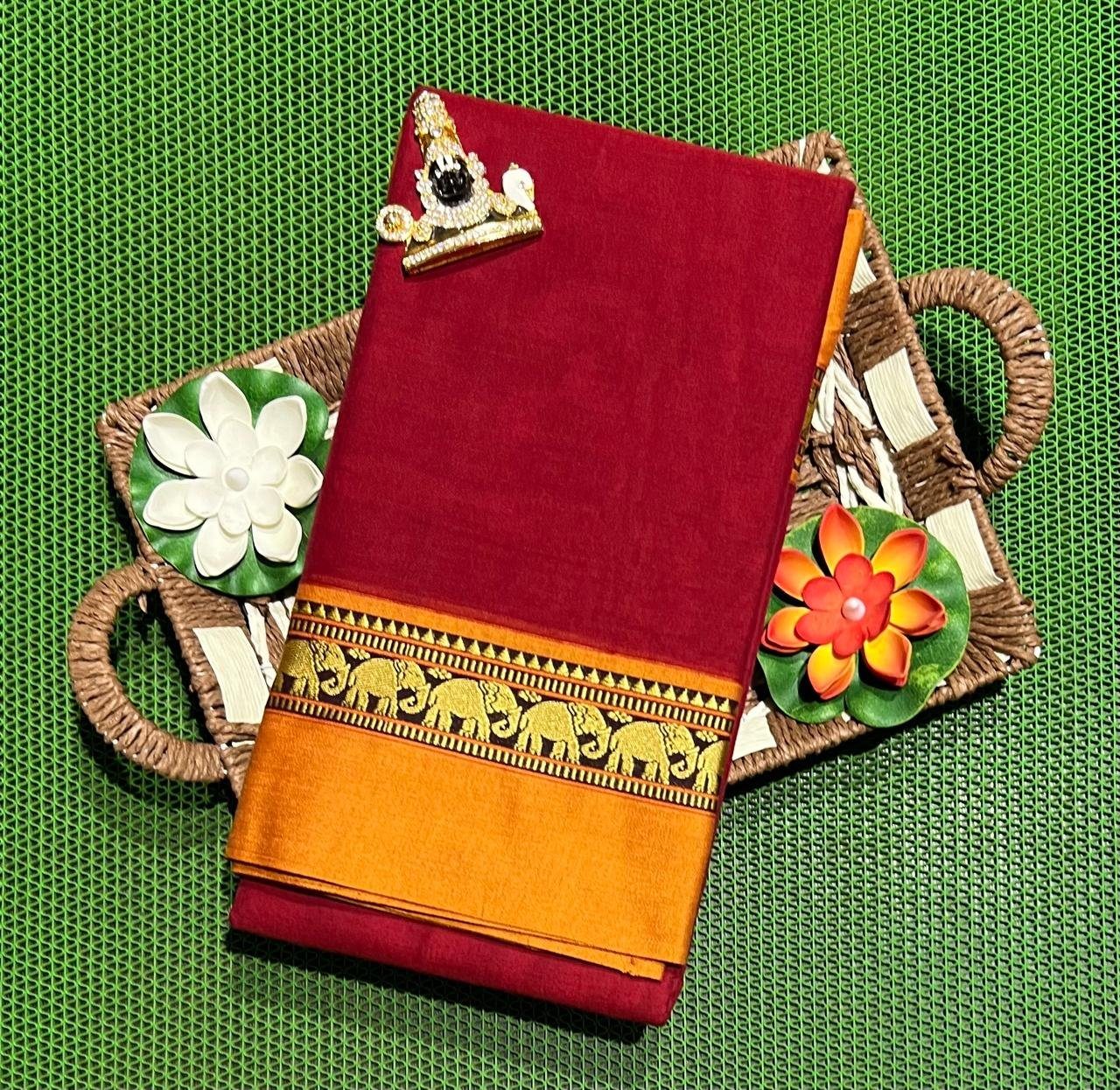 1000422082-2.jpg Narayanpet Cotton Saree with Small Border - Image 1