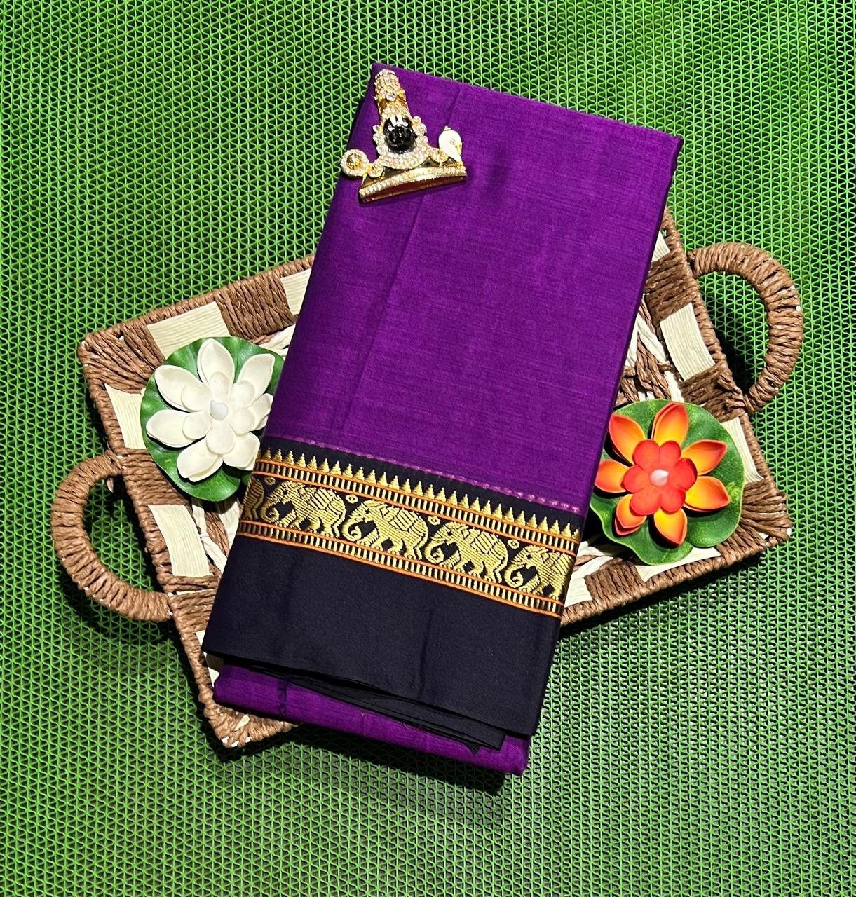 1000422083.jpg Narayanpet Cotton Saree with Small Border - Image 1