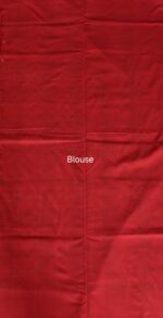 Pochampally Double Ikat Handloom Cotton Theliya Blue and Red Saree with Blouse - Image 3