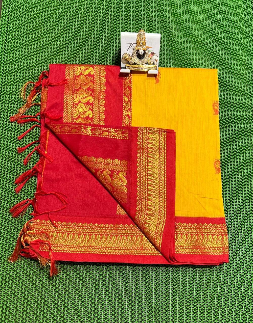 2024/07/1000429419.jpg Kalyani Cotton Sarees With Contract Blouse - Image 1