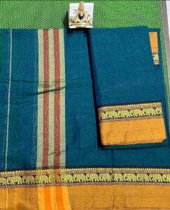 A beautiful Narayanpet half saree with intricate weaving patterns and vibrant colors.