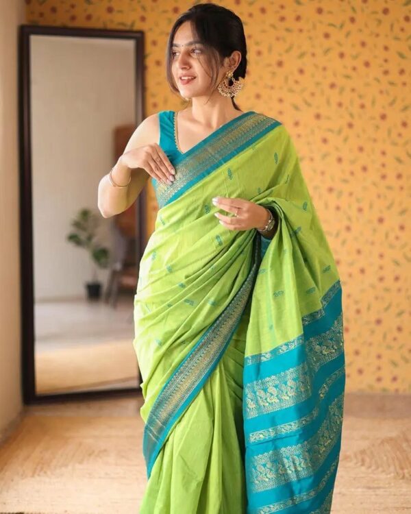 "Elegant Kalyani Cotton Silk Sarees with vibrant traditional design and luxurious texture, perfect for any occasion from PAVANKUMARWEAVES."