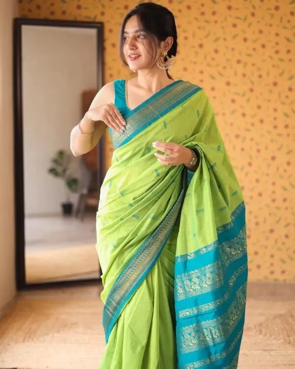 "Elegant Kalyani Cotton Silk Sarees with vibrant traditional design and luxurious texture, perfect for any occasion from PAVANKUMARWEAVES."