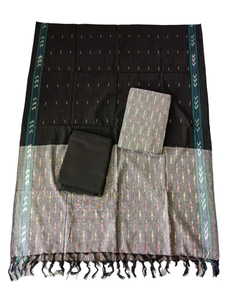 COTTON SUIT Traditional Pochampally Design Cotton Suit with 2.5-meter Dupatta, 2.5-meter Top Fabric, and 2-meter Bottom Fabric