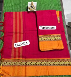 Narayanpet Half Sarees For Womens 1 A beautiful Narayanpet half saree with intricate weaving patterns and vibrant colors.