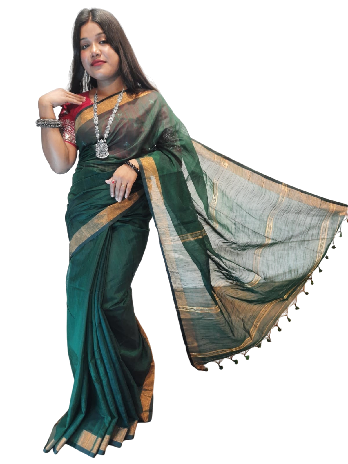 2024/08/1000290748.png Plain saree khadi cotton With Running Blouse - Image 1