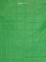 Theliya Rumal Saree in green & Black – Handwoven Double Ikat Cotton Saree with Blouse, 6.2 Meters - Image 4