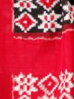 Theliya Rumal Saree in Red & Black – Handwoven Double Ikat Cotton Saree with Blouse, 6.2 Meters - Image 4