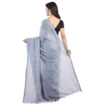 Plain saree khadi cotton With Running Blouse - Image 3