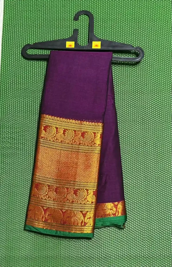 Narayanpet sarees with a yellow border and floral motifs.