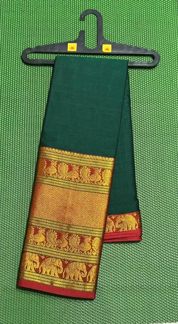 Narayanpet sarees with green border and red design