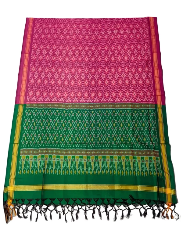 Pochampally Design Handloom Cotton Silk Dupatta featuring intricate ikat patterns and luxurious silk fabric, measuring 2.5 meters in length