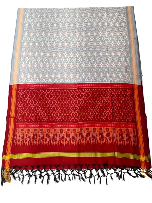 Pochampally Design Handloom Cotton Silk Dupatta featuring intricate ikat patterns and luxurious silk fabric, measuring 2.5 meters in length