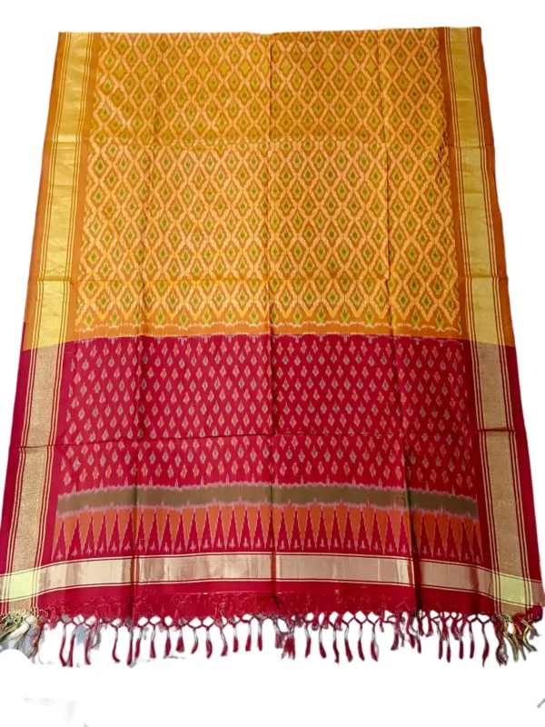 Pochampally Design Handloom Cotton Silk Dupatta featuring intricate ikat patterns and luxurious silk fabric, measuring 2.5 meters in length