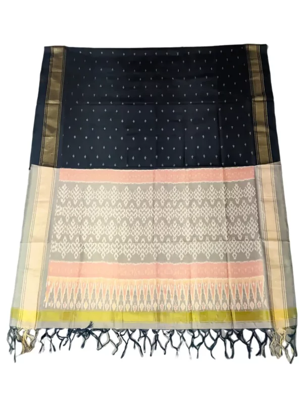Pochampally Design Handloom Cotton Silk Dupatta featuring intricate ikat patterns and luxurious silk fabric, measuring 2.5 meters in lengt