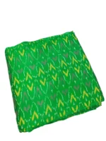 Pochampally Ikat COTTON silk suit with intricate handloom weaving patterns, showcasing traditional geometric designs, bordered with rich detailing.