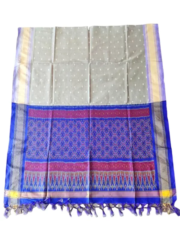 "Elegant Pochampally silk dupatta with traditional ikat pattern in vibrant colors, made from cotton silk fabric"
