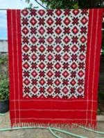 Traditional Theliya Rumal Dupatta showcasing geometric ikat designs, perfect for ethnic wear.