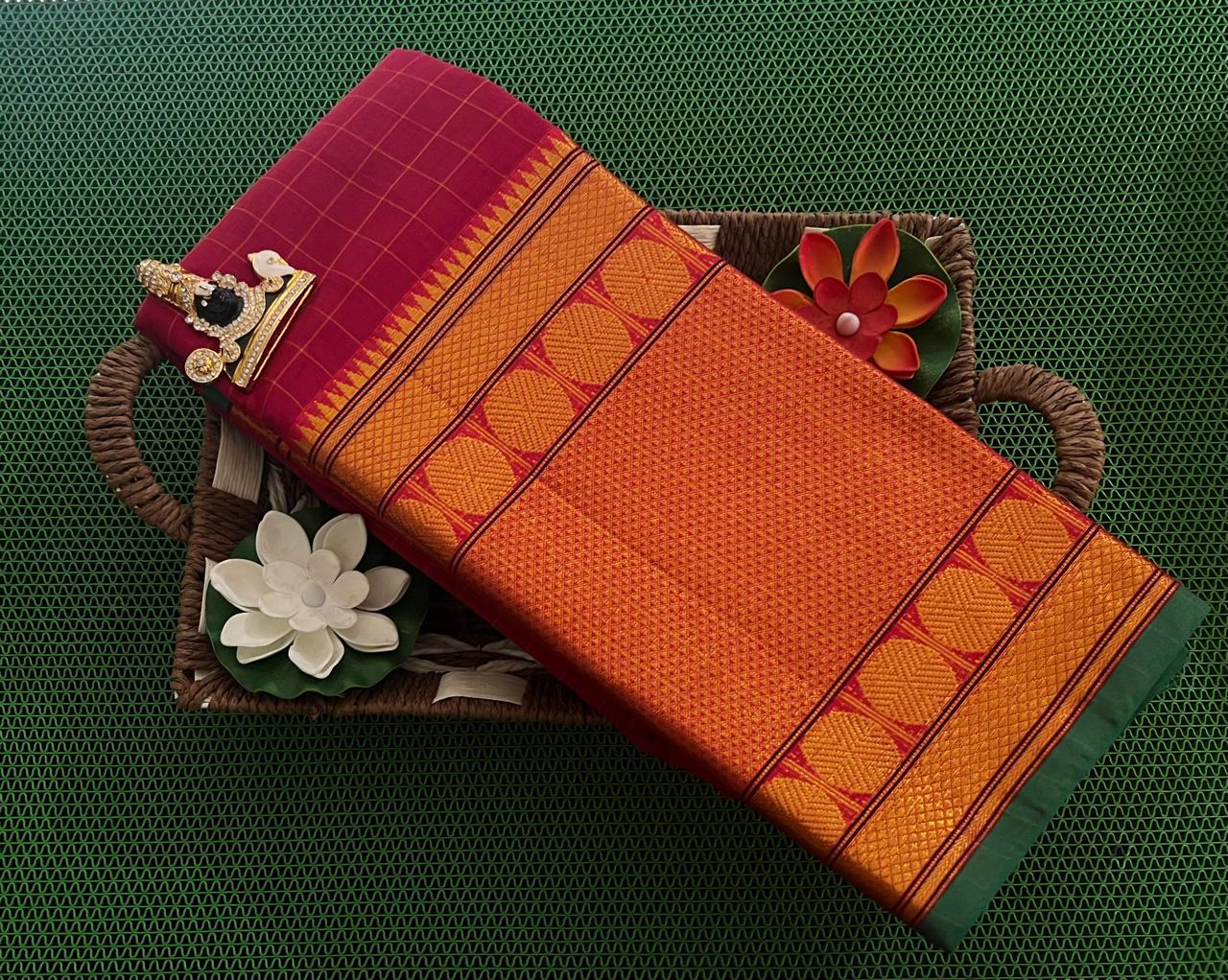 IMG-20241024-WA0004 Detailed view of the checked pattern on Narayanpet saree