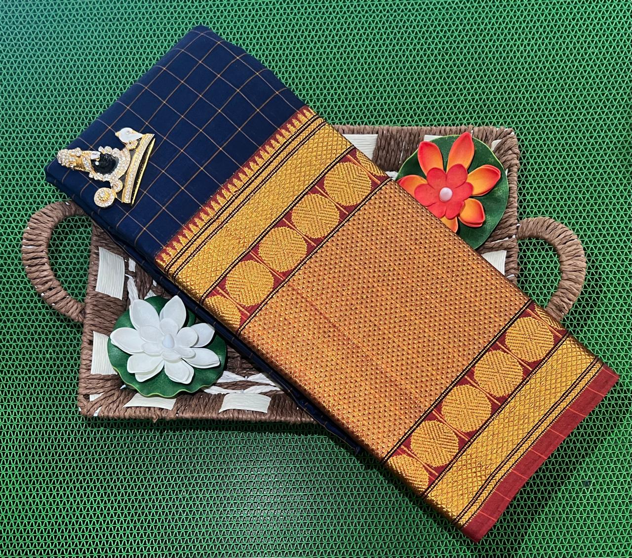 IMG-20241024-WA0005 Handwoven Narayanpet saree with traditional checks pattern