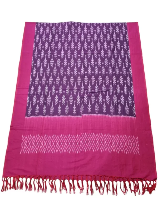 Close-up of vibrant colors on Ikat cotton dupatta