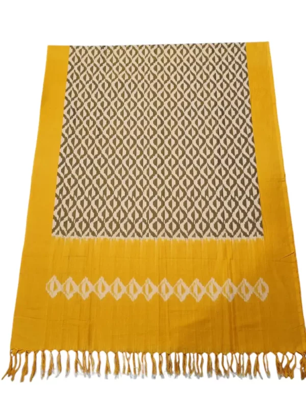 Close-up of intricate Ikat pattern on cotton IKAT dupatta