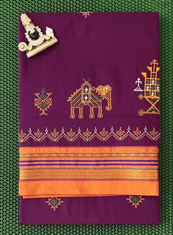 Elegant Kasuti sarees with intricate hand embroidery and matching running blouse