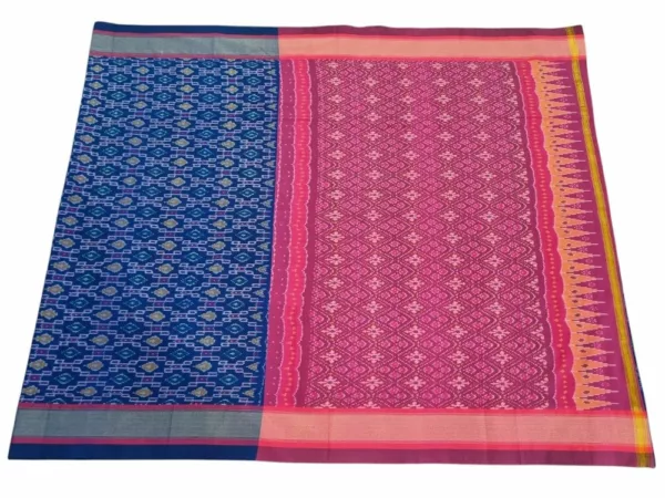 Handwoven Pochampally Ikat Saree – Cotton Silk Fabric, 6.5m Length with Blouse, Traditional Weave, Elegant & Lightweight