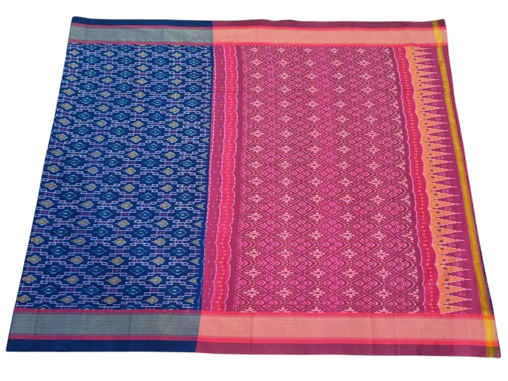 ikat sarees Handwoven Pochampally Ikat Saree – Cotton Silk Fabric, 6.5m Length with Blouse, Traditional Weave, Elegant & Lightweight