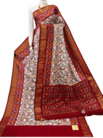 Narkunj white and red pochampally pure silk saree