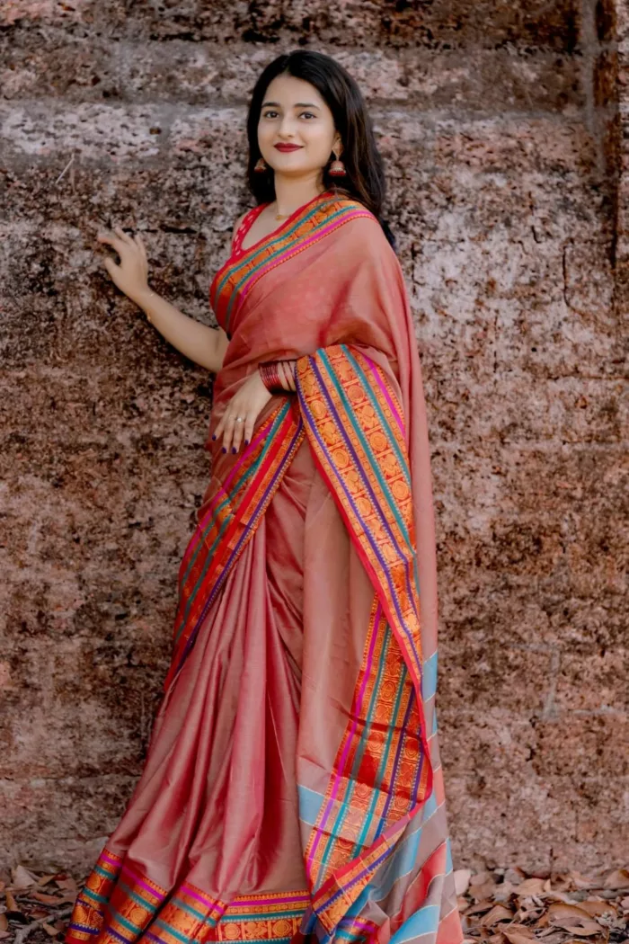 Narayanpet Pure Cotton Saree 2/120 – 6.2 m Length & Running Blouse