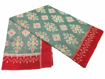 Traditional Pochampally saree with intricate ikat weaving design in vibrant colors, handcrafted by skilled artisans – PAVANKUMARWEAVES.