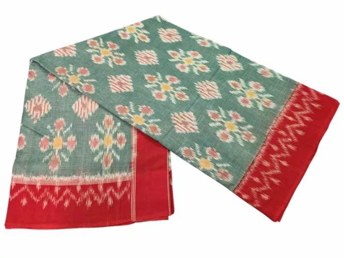 Traditional Pochampally saree with intricate ikat weaving design in vibrant colors, handcrafted by skilled artisans – PAVANKUMARWEAVES.