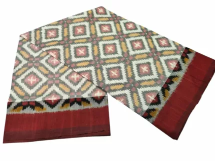 Traditional Pochampally saree with intricate ikat weaving design in vibrant colors, handcrafted by skilled artisans – PAVANKUMARWEAVES.