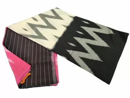 Traditional Pochampally saree with intricate ikat weaving design in vibrant colors, handcrafted by skilled artisans – PAVANKUMARWEAVES.