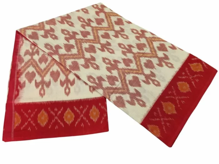 Traditional Pochampally saree with intricate ikat weaving design in vibrant colors, handcrafted by skilled artisans – PAVANKUMARWEAVES.