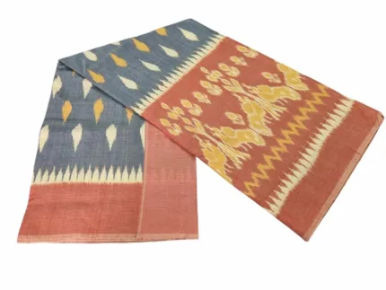 Traditional Pochampally saree with intricate ikat weaving design in vibrant colors, handcrafted by skilled artisans – PAVANKUMARWEAVES.