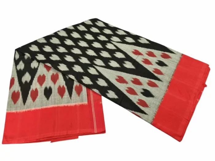 Traditional Pochampally saree with intricate ikat weaving design in vibrant colors, handcrafted by skilled artisans – PAVANKUMARWEAVES.