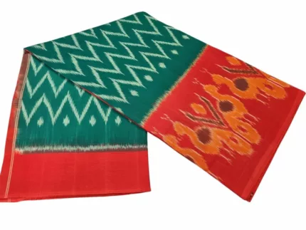 Traditional Pochampally saree with intricate ikat weaving design in vibrant colors, handcrafted by skilled artisans – PAVANKUMARWEAVES.