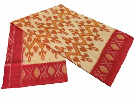 Traditional Pochampally saree with intricate ikat weaving design in vibrant colors, handcrafted by skilled artisans – PAVANKUMARWEAVES.