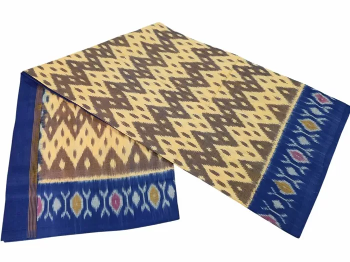 Traditional Pochampally saree with intricate ikat weaving design in vibrant colors, handcrafted by skilled artisans – PAVANKUMARWEAVES.