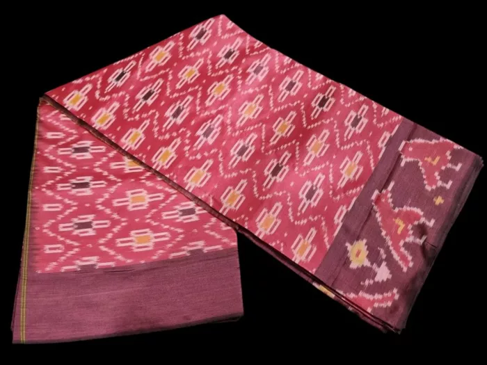 Traditional Indian Pochampally Saree Draped on Model