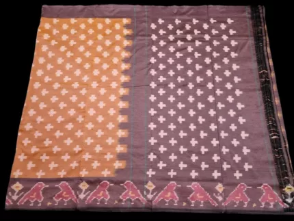 Red and Black Pochampally Saree with Geometric Motifs