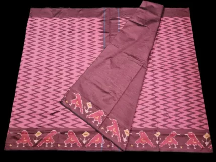 Pochampally Saree Displayed on Hanger in Natural Light
