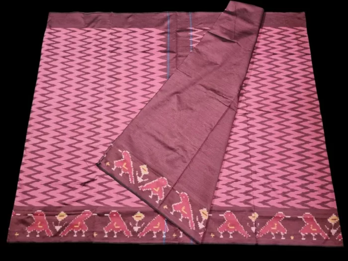 Pochampally Saree Displayed on Hanger in Natural Light