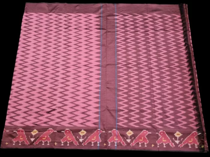 Pochampally Saree Displayed on Hanger in Natural Light