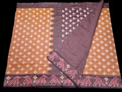 Red and Black Pochampally Saree with Geometric Motifs